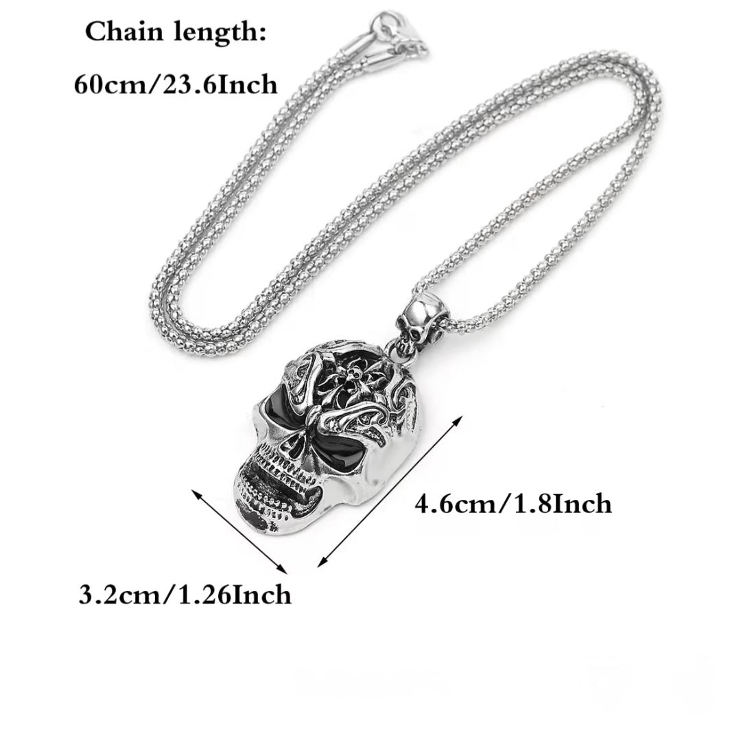 Halskette Totenkopf, Edelstahl, Kette 60cm, Anhänger 4,6x3,2cm