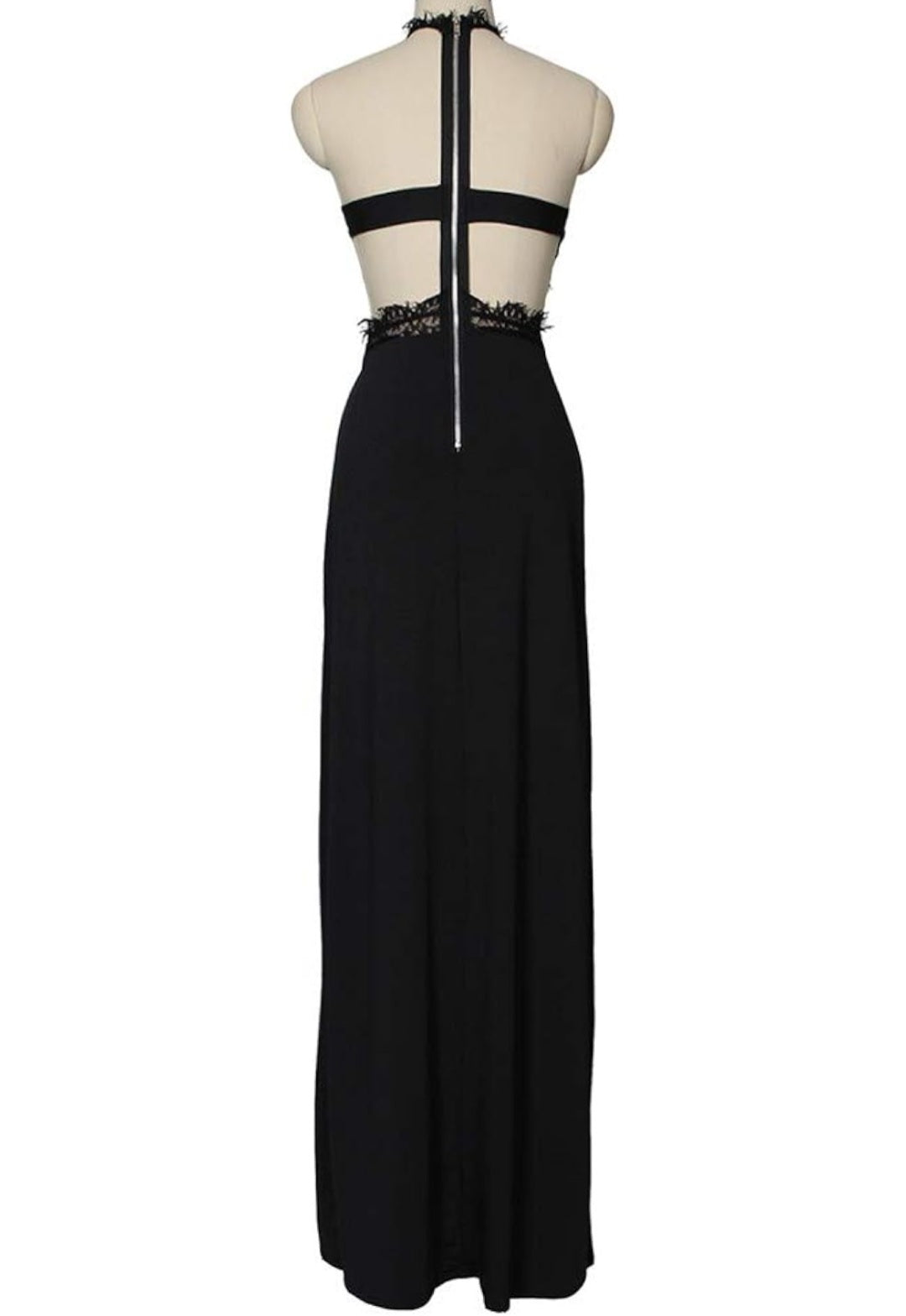 Kleid mit Spitze, Reißverschluss im Rückenteil, schwarz