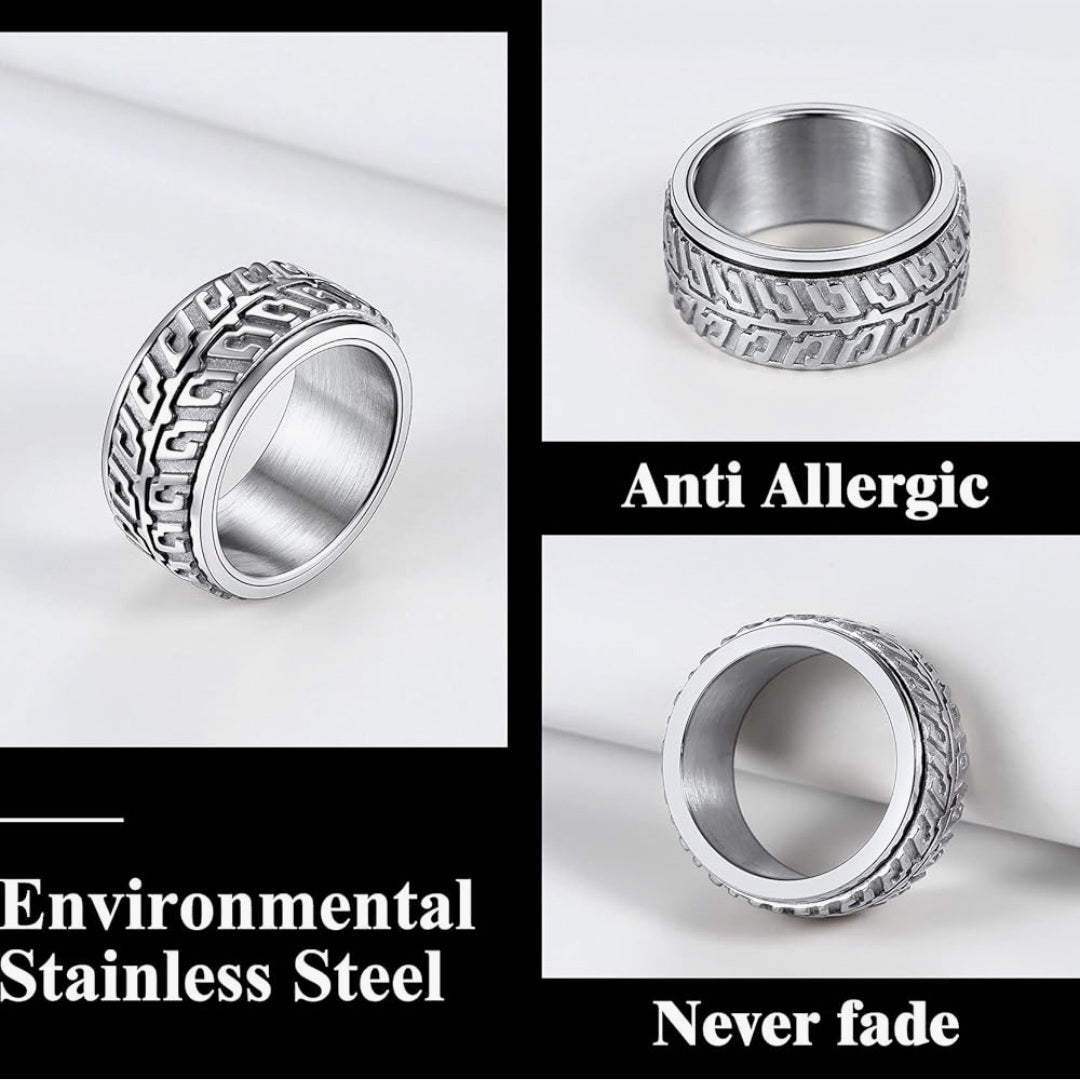 Ring Reifenprofil, Spinnerring, Edelstahl silber