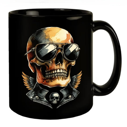 Tasse Totenkopf, Keramik, spülmaschinenfest