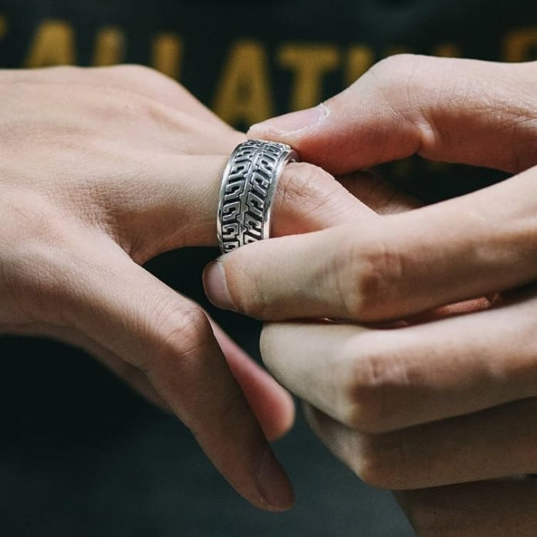 Ring Reifenprofil, Spinnerring, Edelstahl silber
