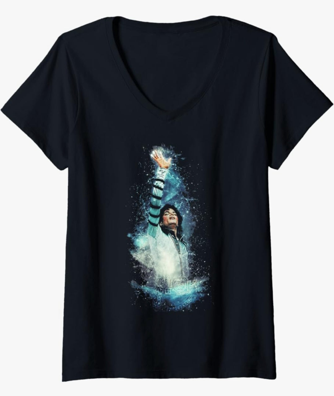 T-Shirt Michael Jackson, Baumwolle, V-Ausschnitt