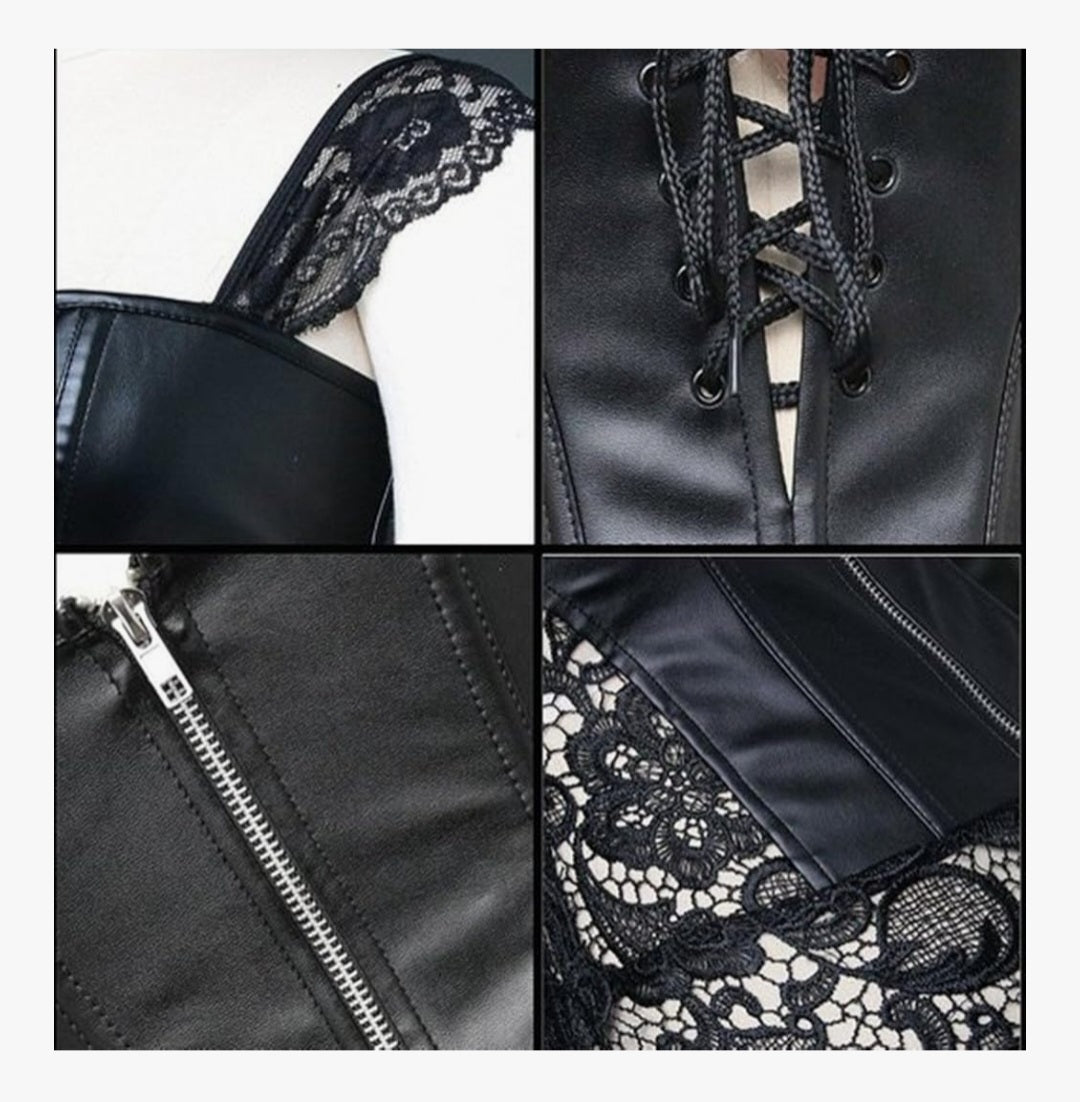 Korsage-Kleid schwarz mit Reißverschluss, 90% Polyester, 10% Elasthan