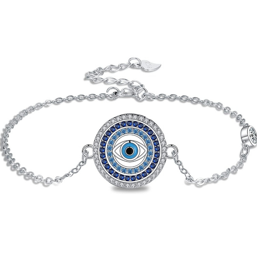 Armband türkisches Auge Echt Silber blaue Zirkonia