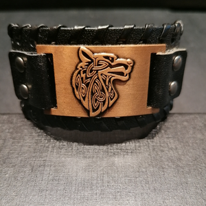 Armband schwarz Wolf