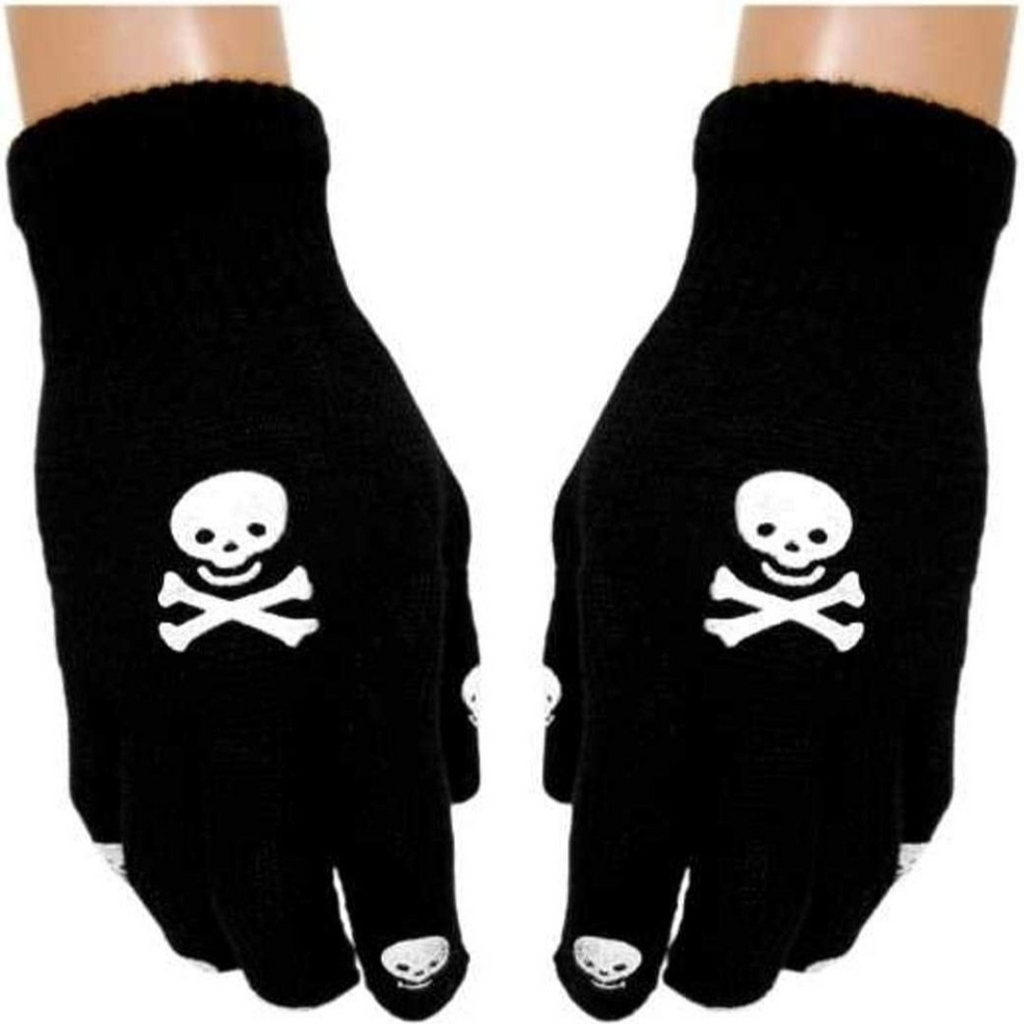 Handschuhe Totenkopf schwarz/weiß