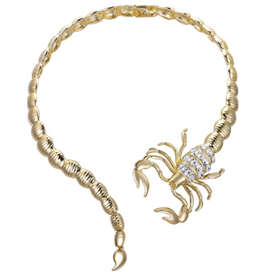 Halskette Skorpion Statementkette gold mit Kristalle Modeschmuck