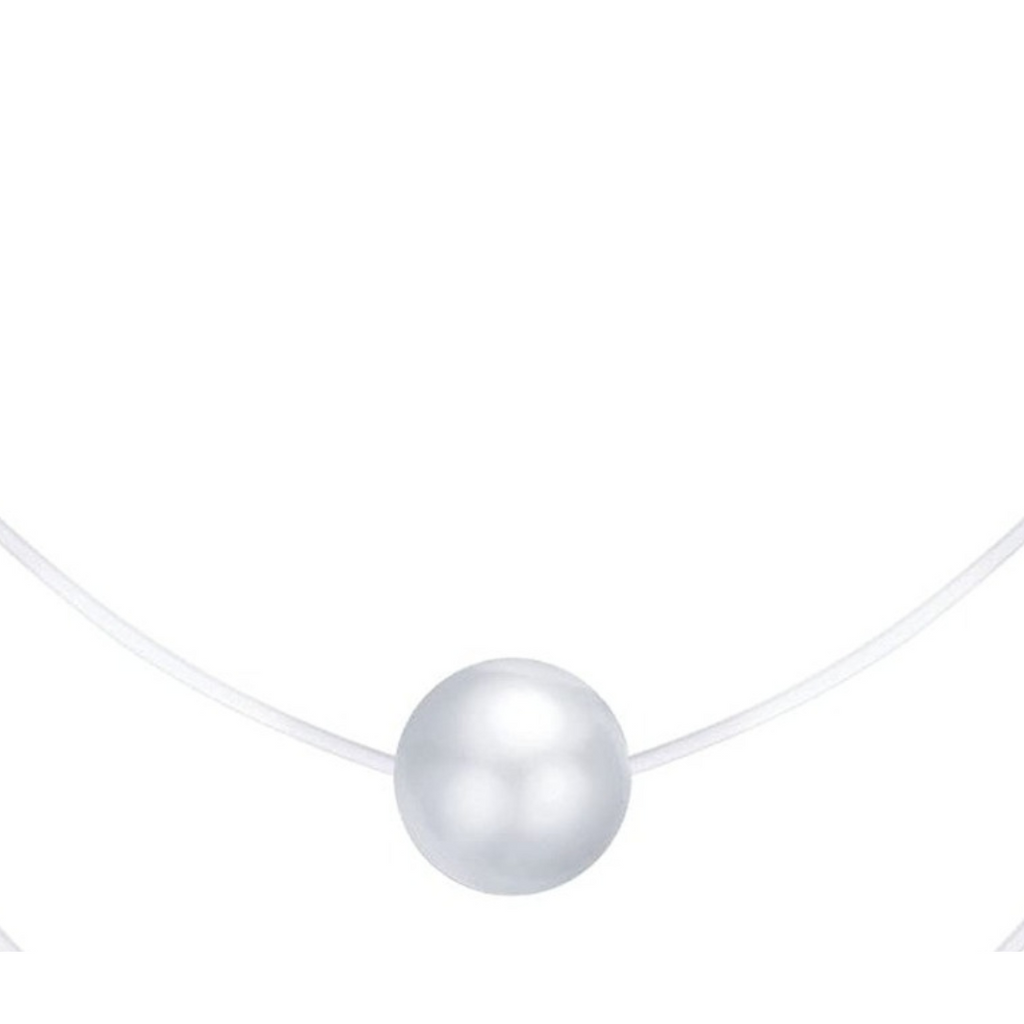 Halskette Perle auf Nylonband, Echt Silber Verschluss