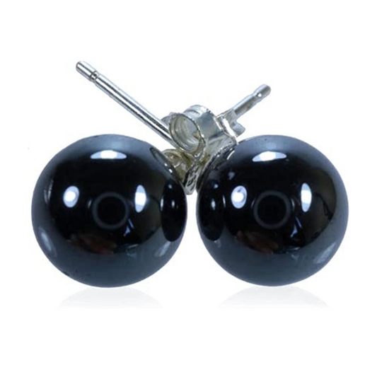 Ohrringe Hämatit (Blutstein) Kugel 6mm Stecker Echt Silber