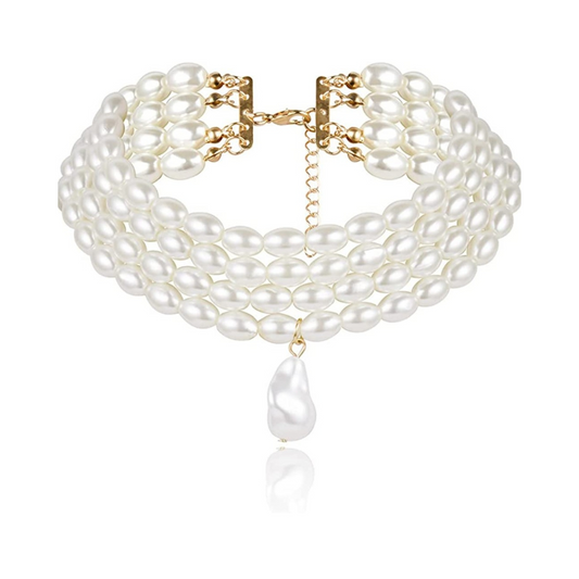Halskette Kunstperle weiß Modeschmuck
