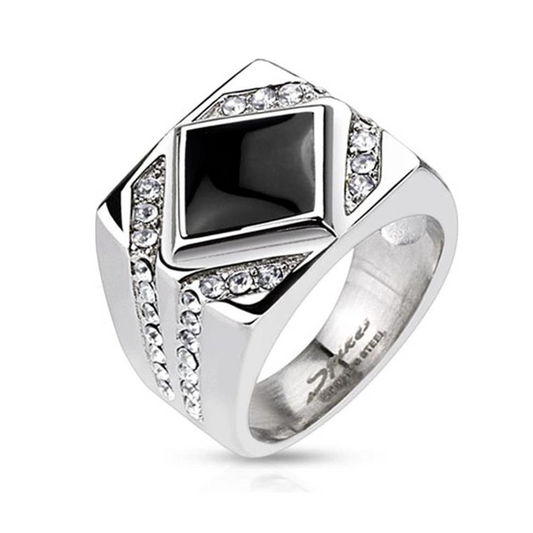 Ring Edelstahl mit Onyx