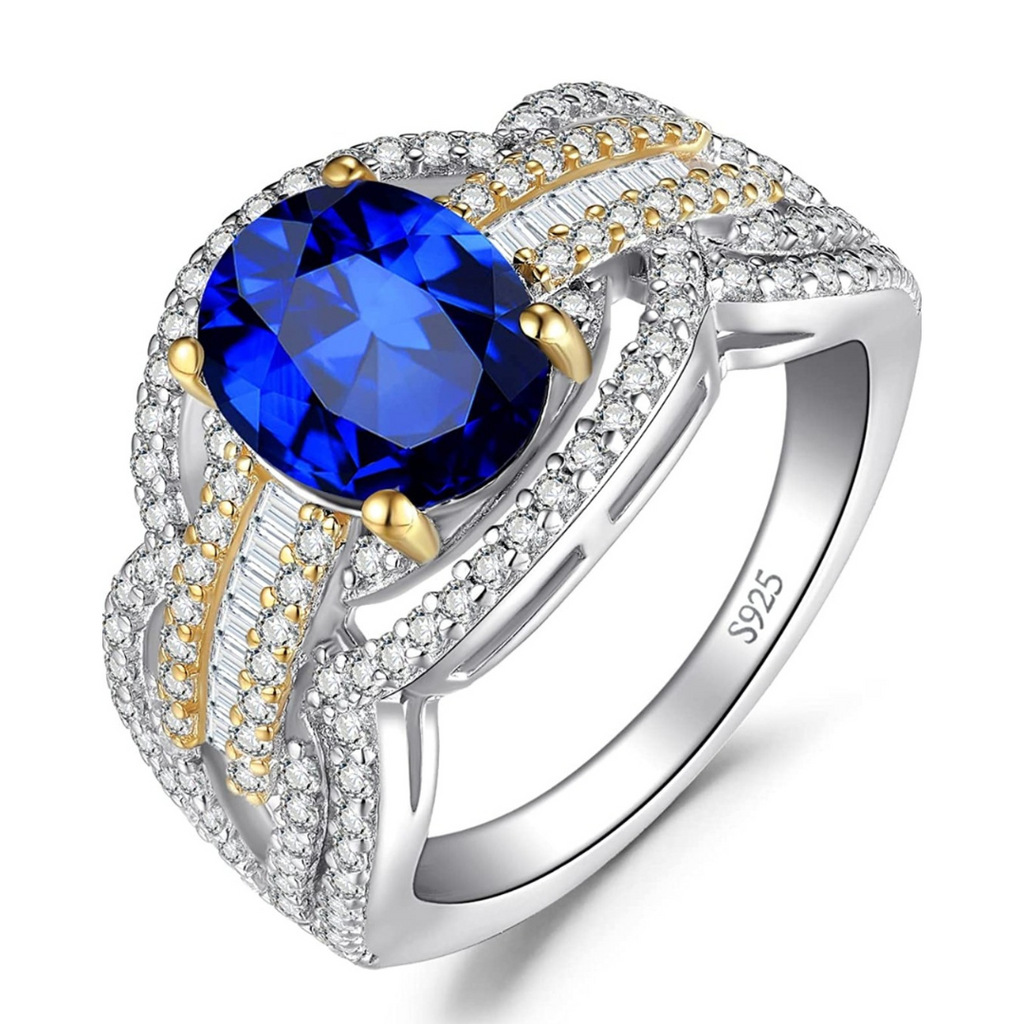 Ring mit Saphir blau, 925 Echt Silber