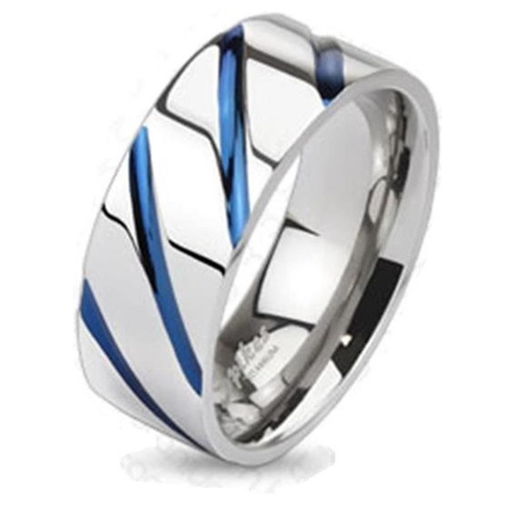 Ring Titan silber/blau