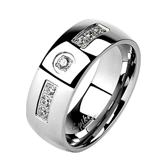 Ring Edelstahl mit Zirkonia