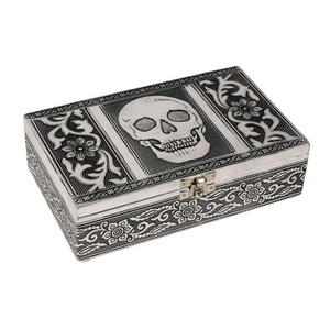 Schmuckbox Totenkopf, Metall, 20x12x6cm