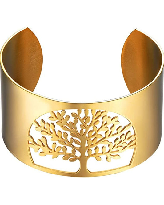 Armreifen Lebensbaum Edelstahl gold