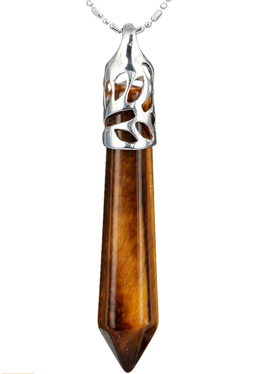 Halskette Tigerauge Hexagon Pendel