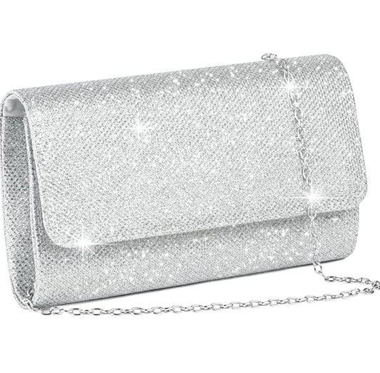 Tasche Abendtasche silber/Glitter