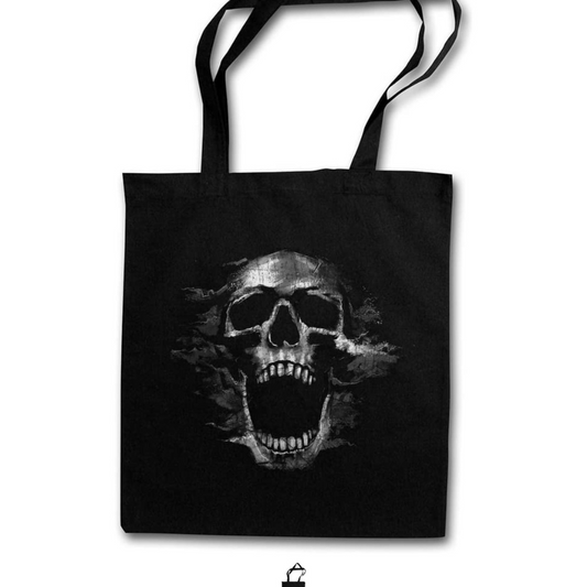 Tasche Einkaufstasche Stoff schwarz Totenkopf