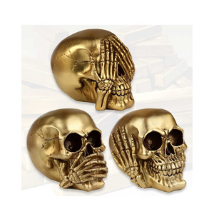 Deko Totenkopfset gold