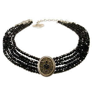Halskette Trachtenkette schwarze Perlen